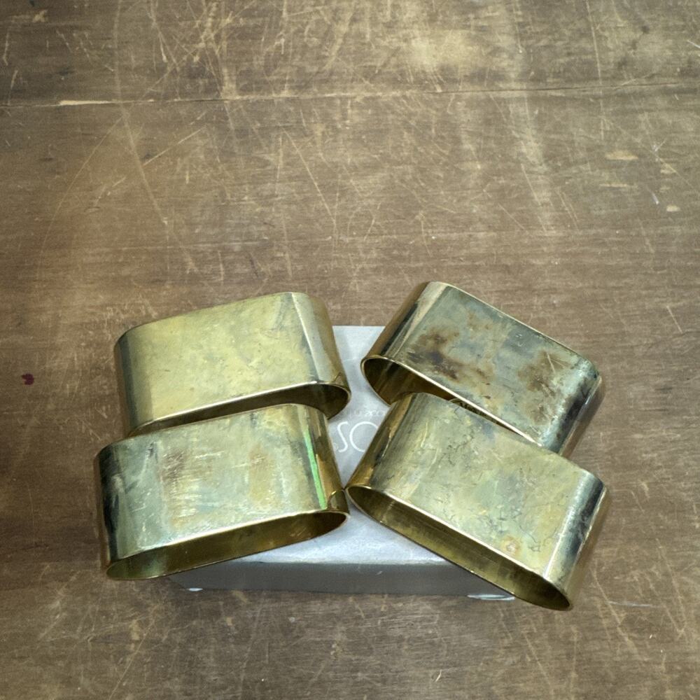 Vintage Balos Handmade in Hong Kong Brass Napkin Rings Gold Set Of 4
